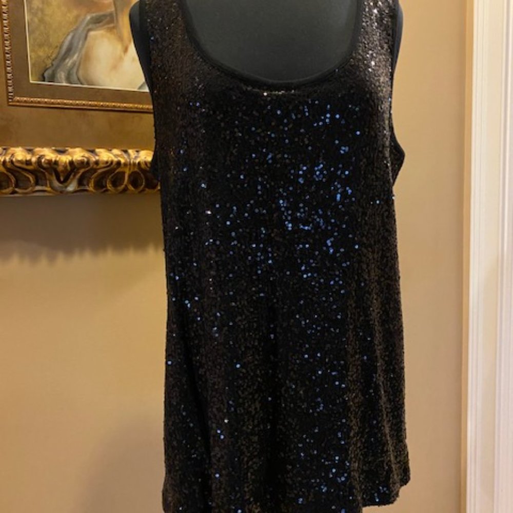 INC SEQUINED BLACK TANK TOP  SZ 2X